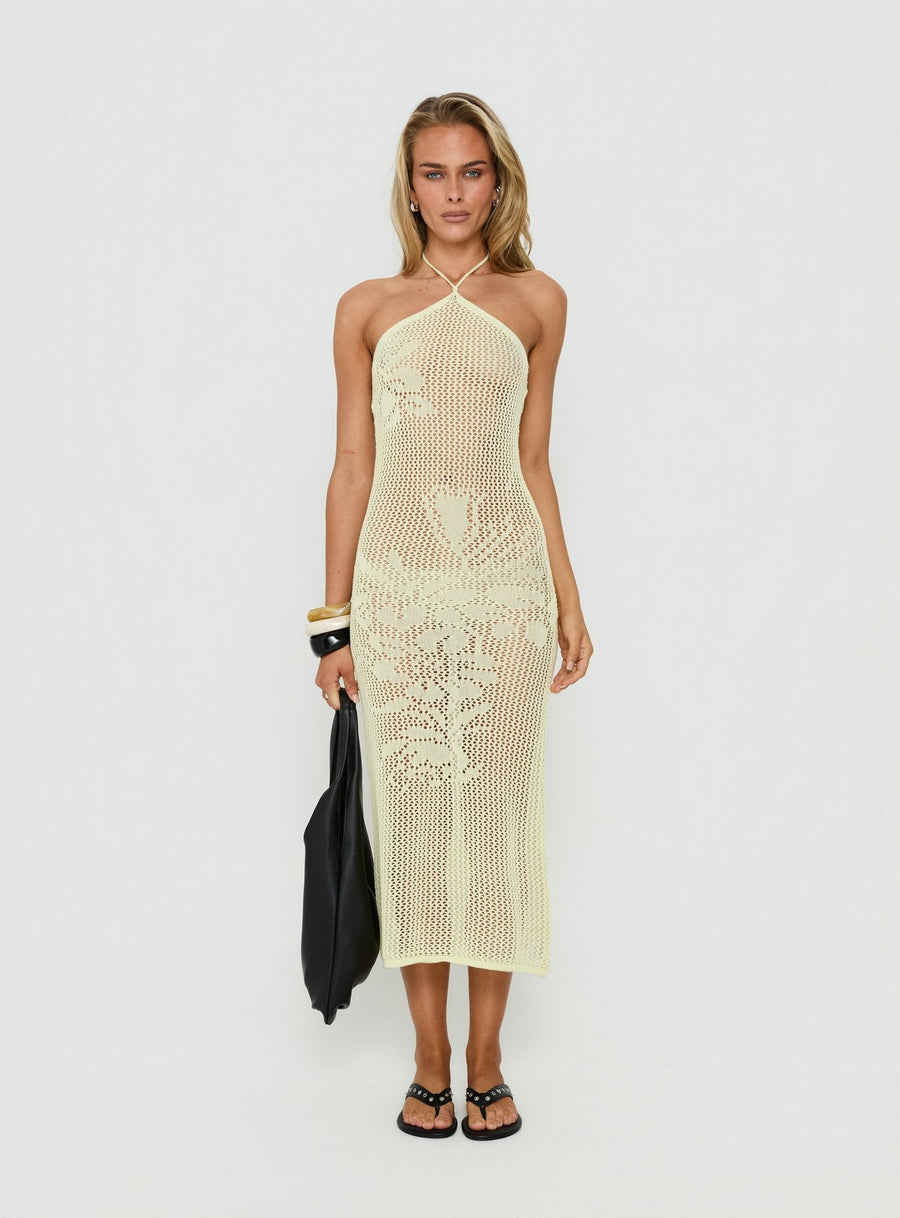 Sebelle Halter Crochet Maxi Dress Yellow · photo 7