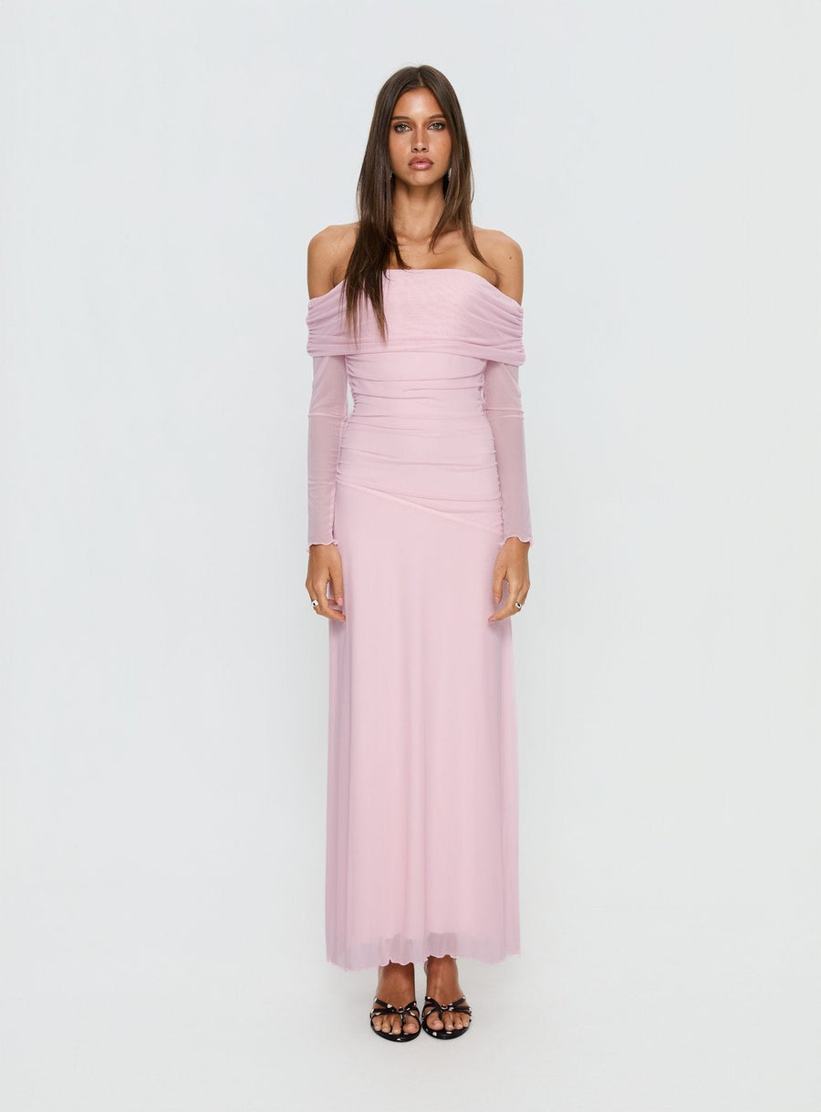 Emorissa Off Shoulder Long Sleeve Maxi Dress Soft Pink · photo 7