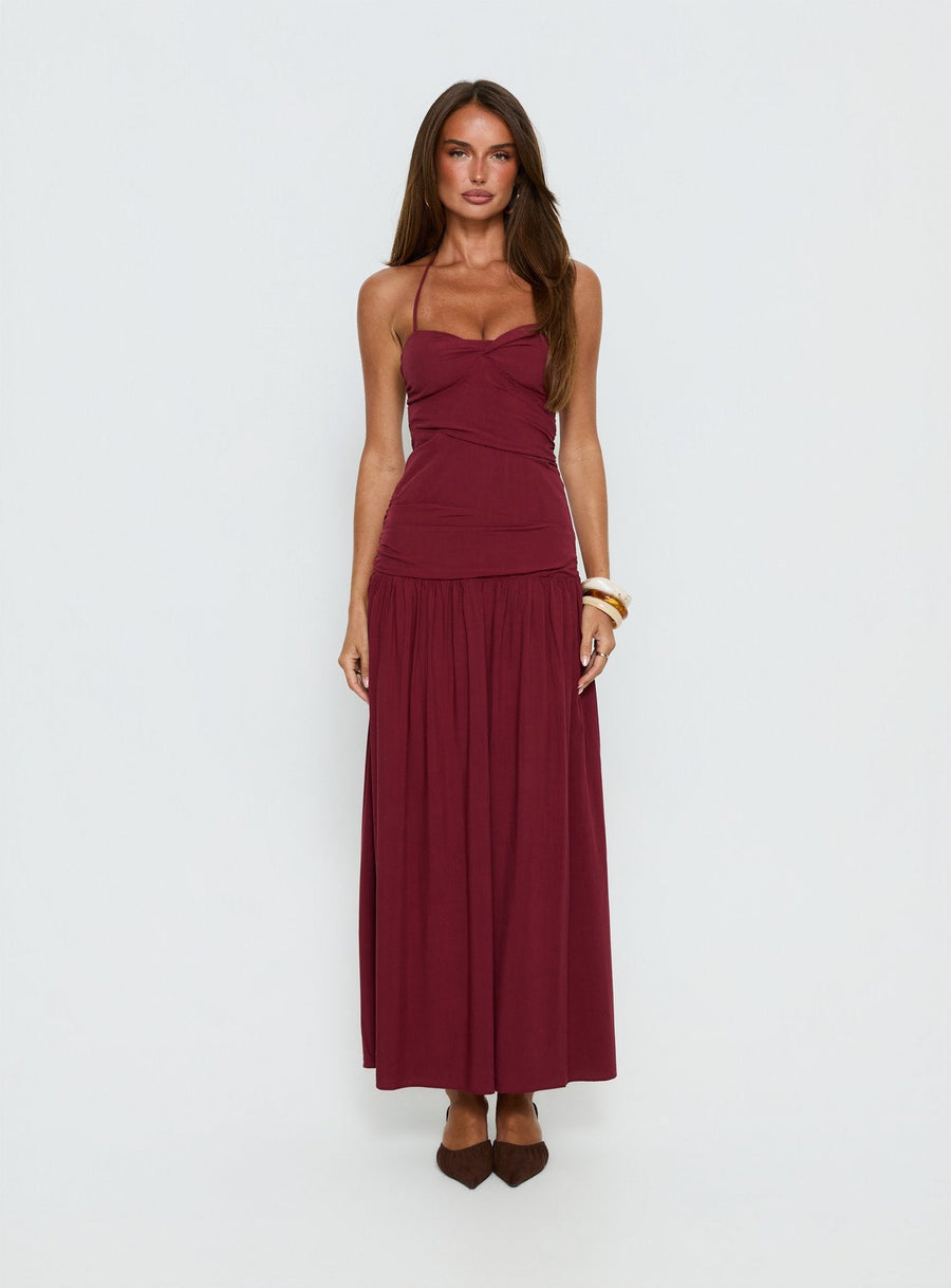 Marguerite Halter Maxi Dress Ruby Wine · photo 6