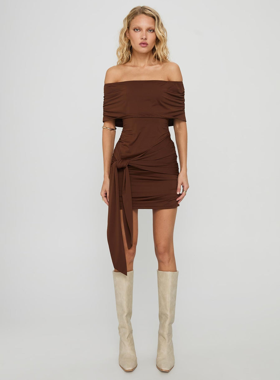 Island Girl Tie Skirt Mini Dress Brown · photo 7