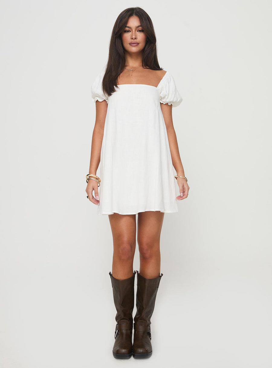 Beyond Linen Blend Mini Dress White · photo 7