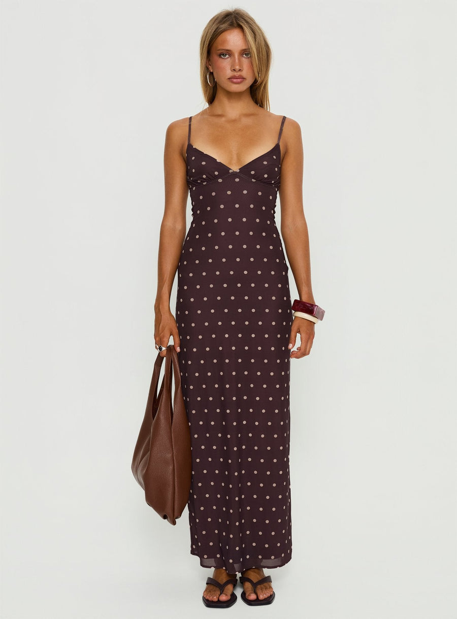 Glass Half Full Mesh Maxi Dress Plum / Pink Polka Dot · photo 7