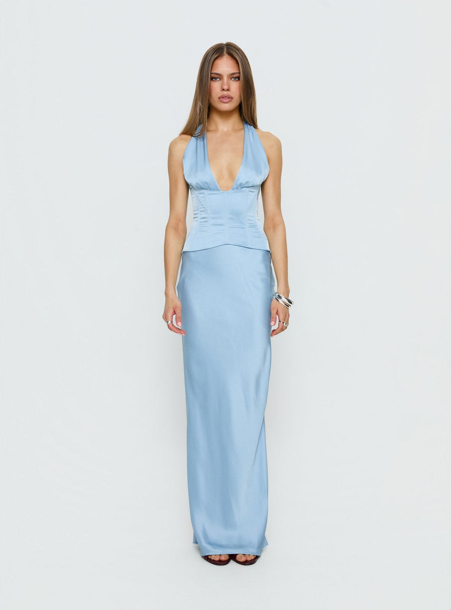In A Trance Halter Corset Maxi Dress Blue · photo 7