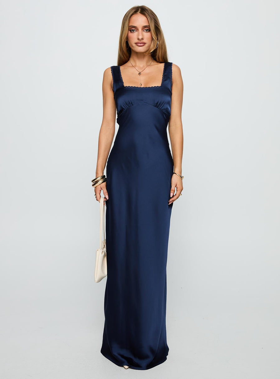 Dasha Satin Maxi Dress Navy · photo 6