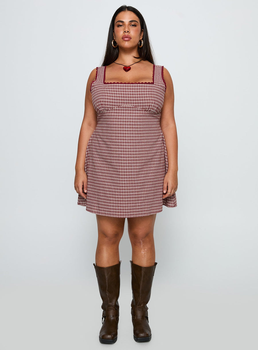 Dasha Mini Dress Red Check Curve · photo 7