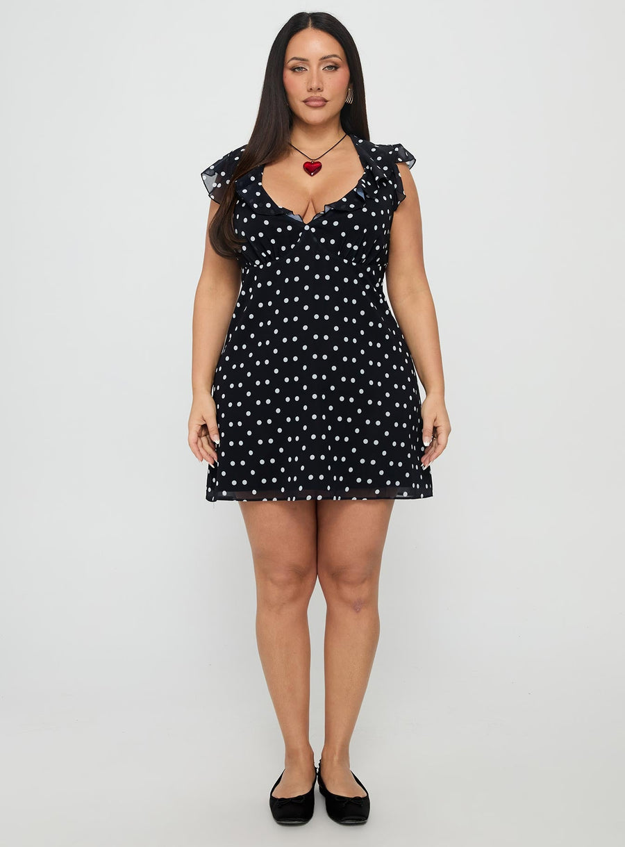 I Guess So Mini Dress Black Polka Dot Curve · photo 7