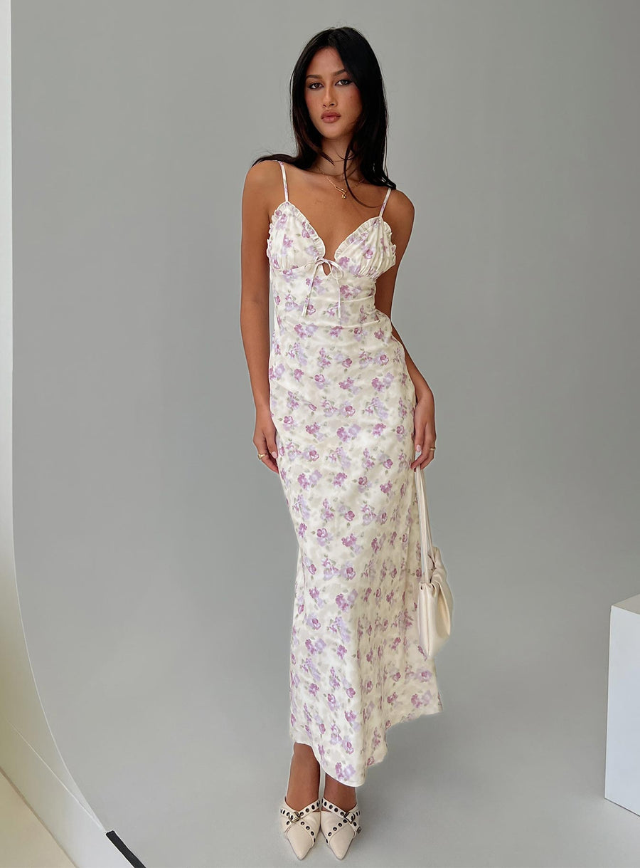 Jessamine Frill Maxi Dress White / Lilac · photo 8