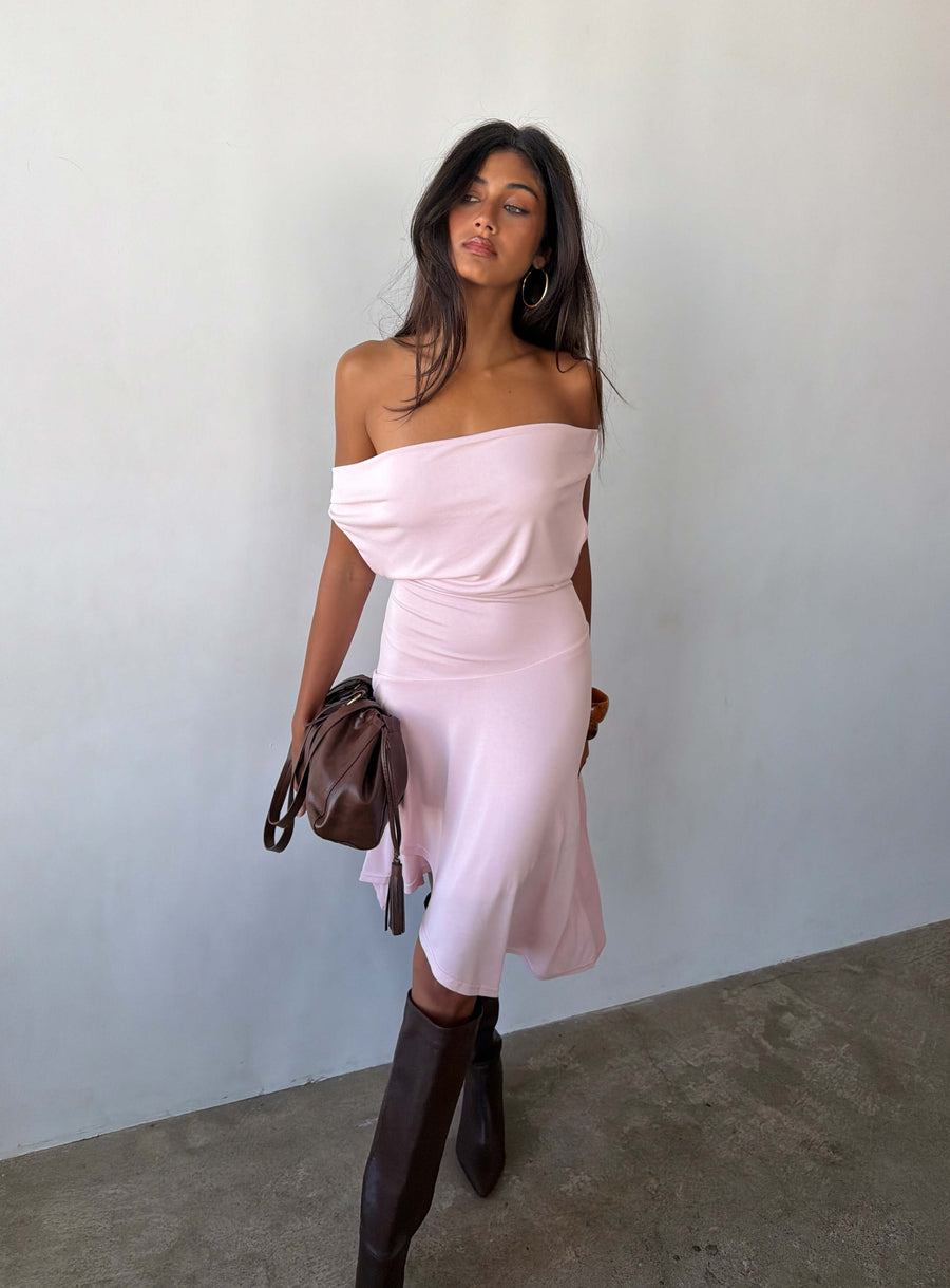 Yesina Halter Jersey Midi Dress Pink · photo 10
