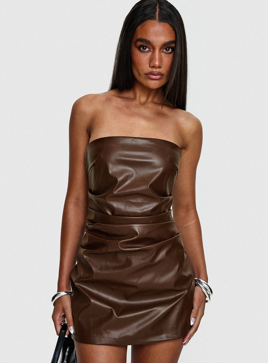 Airelle Strapless Mini Dress Chocolate · photo 8