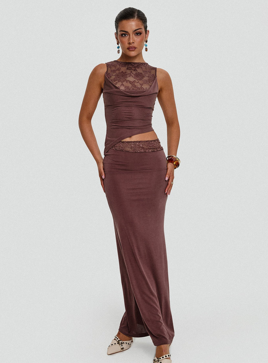 Vesperine Lace Maxi Dress Cocoa Brown · photo 8