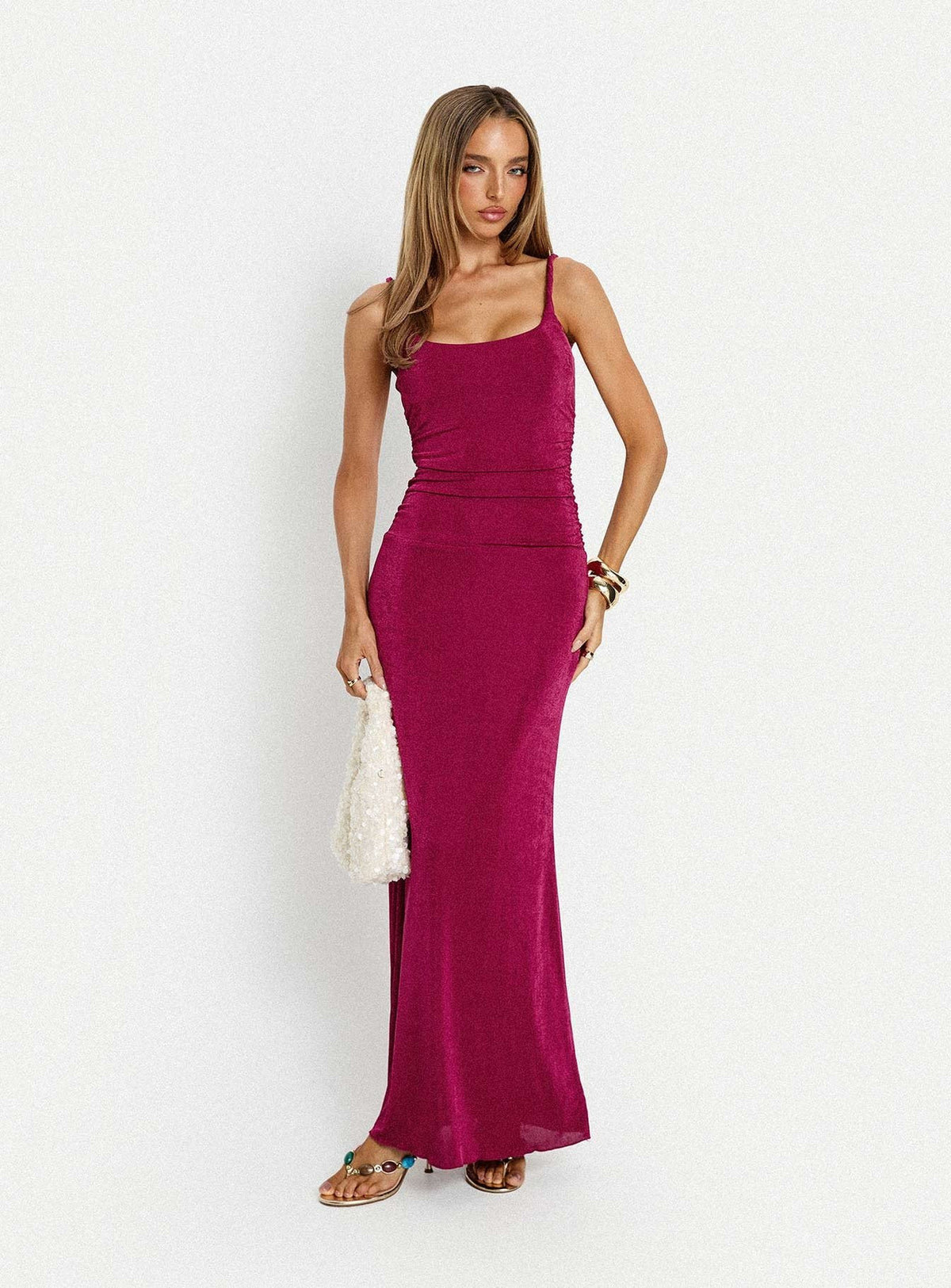 Lavonne Ruched Maxi Dress Plum