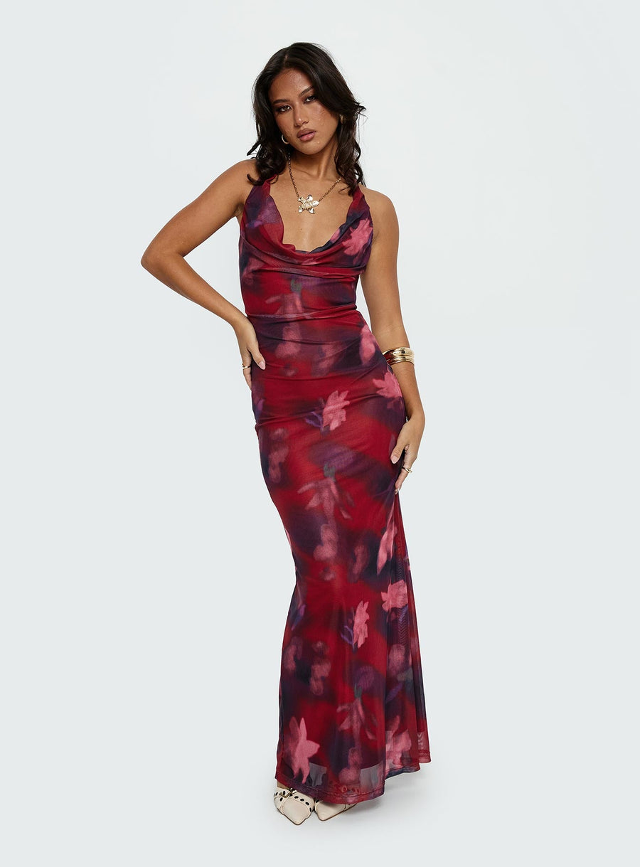 Vixyn Halter Maxi Dress Red Multi · photo 8