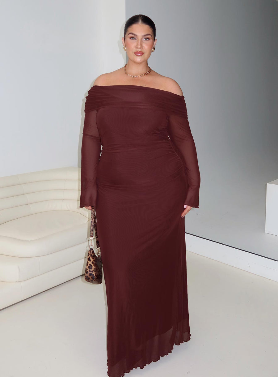 Consideration Long Sleeve Maxi Dress Chocolate Curve · photo 8