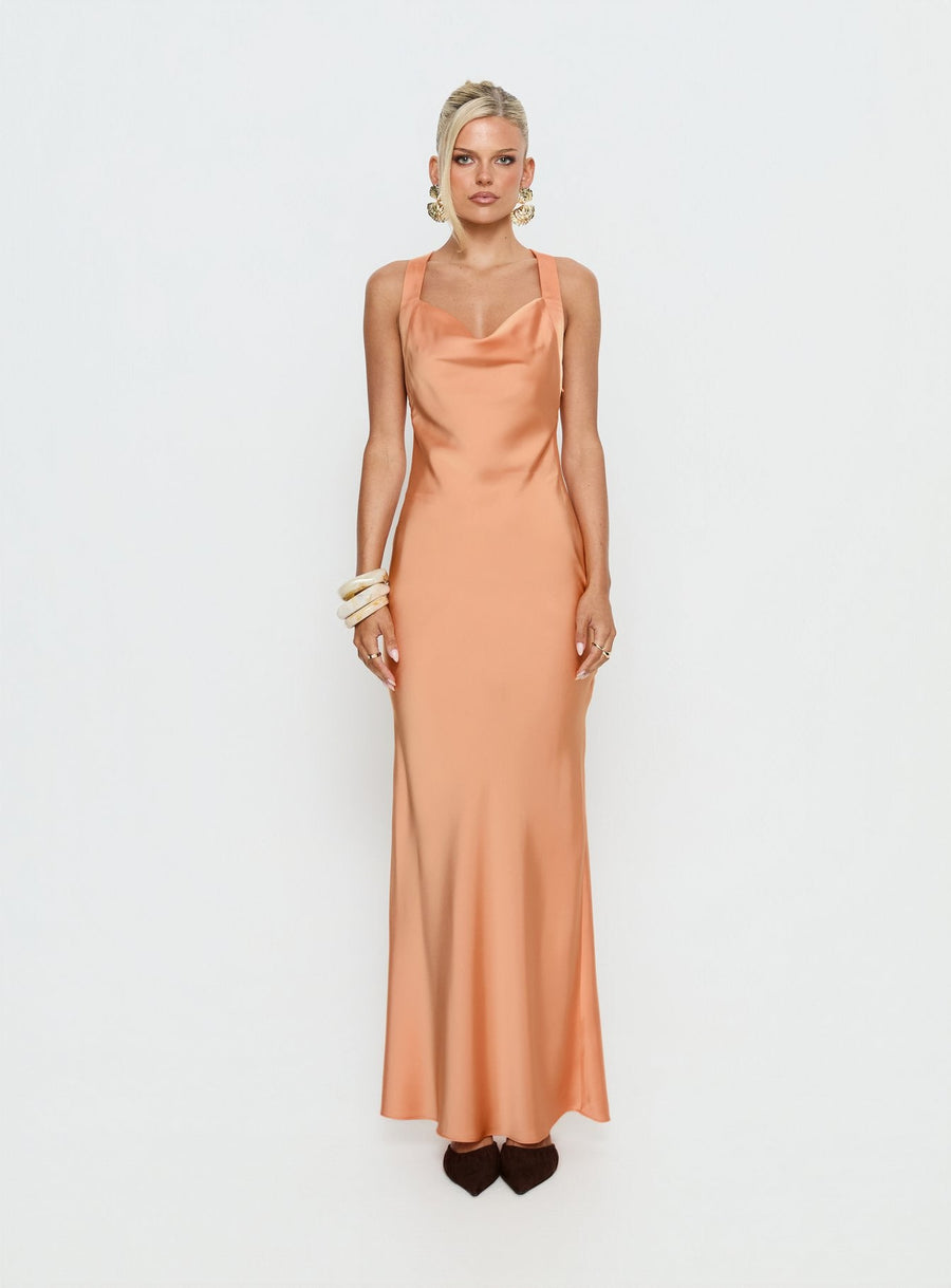Isitt Cowl Crossover Back Maxi Dress Orange · photo 9