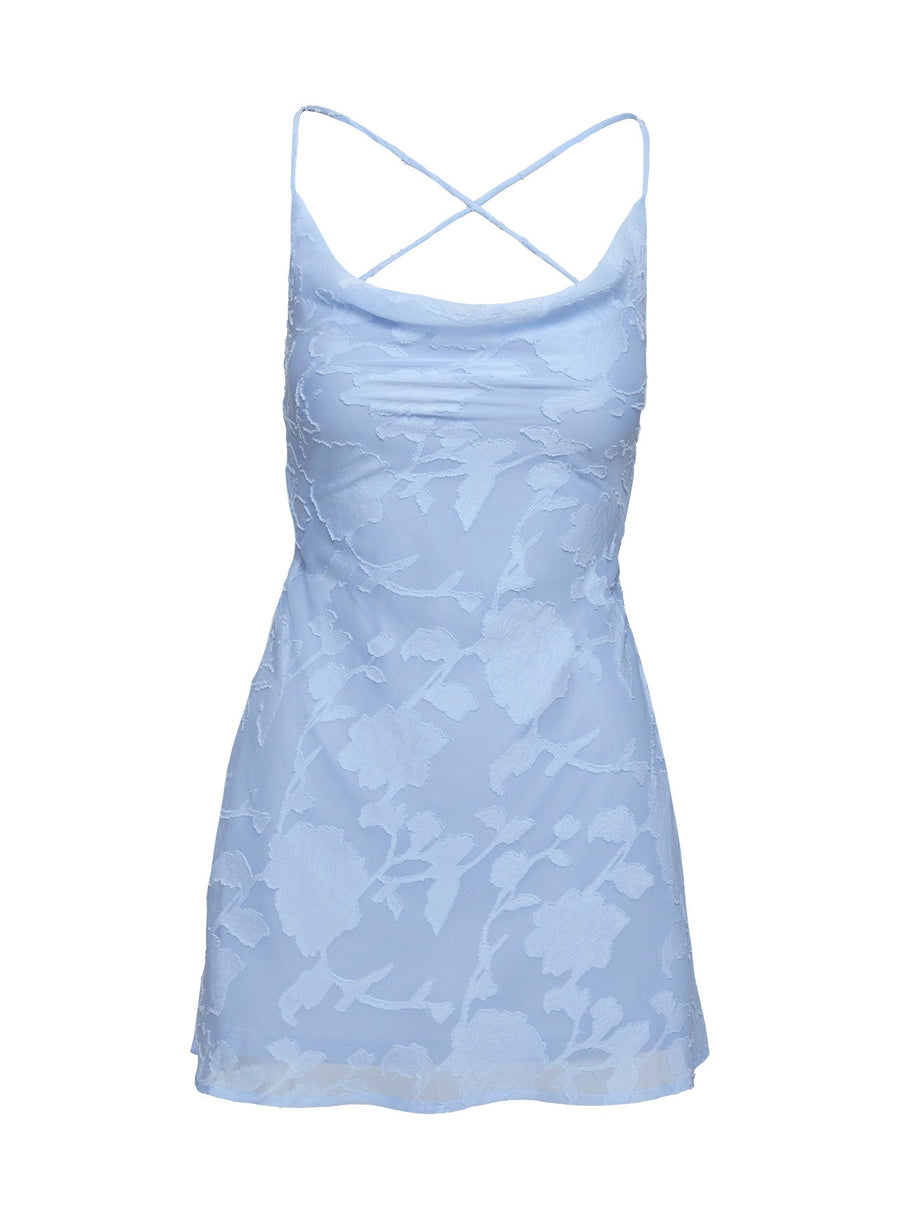 Celena Mini Dress Light Blue Burnout · photo 8