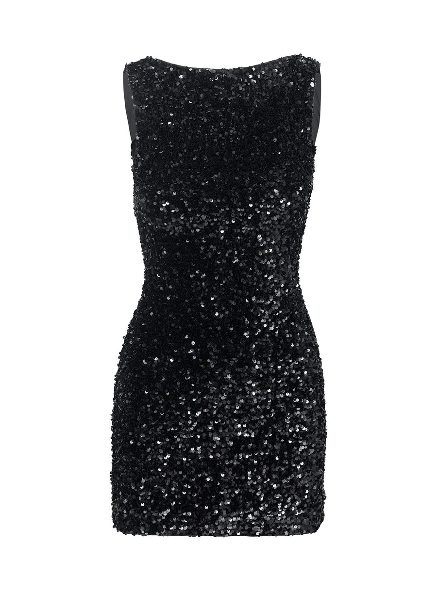 Cinematic Sequin Mini Dress Black · photo 5
