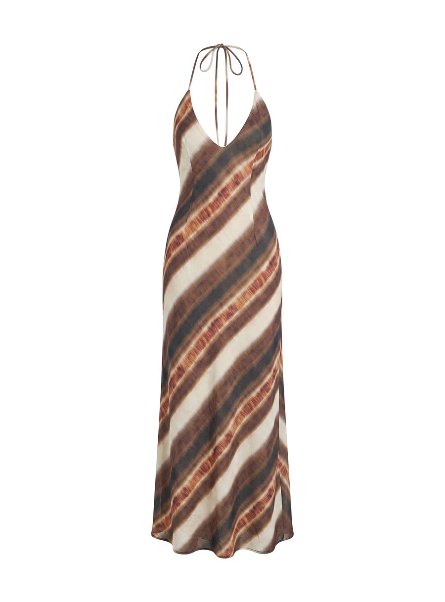 Esmira Halter Maxi Dress Brown Stripe · photo 10