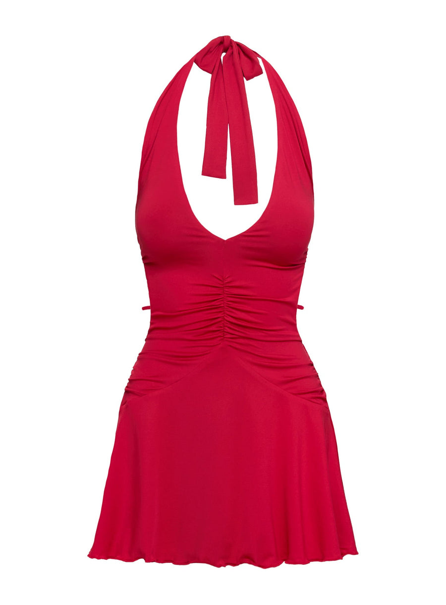 Maeva Halter Mini Dress Red · photo 5