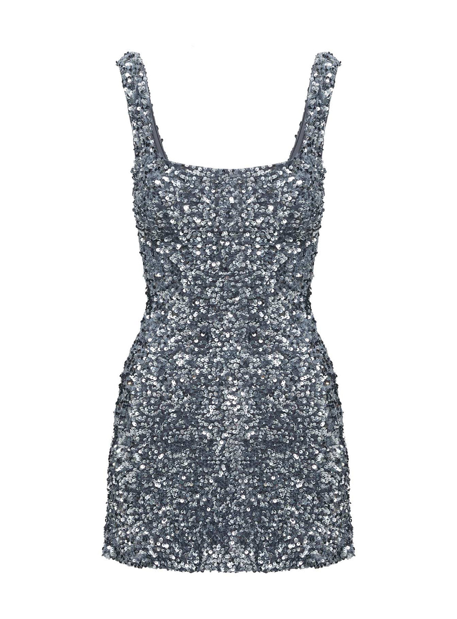 Miss Me Sequin Mini Dress Silver · photo 7
