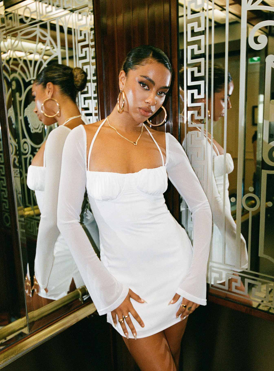 Dyer Sheer Sleeve Mini Dress White Low Impact · photo 8