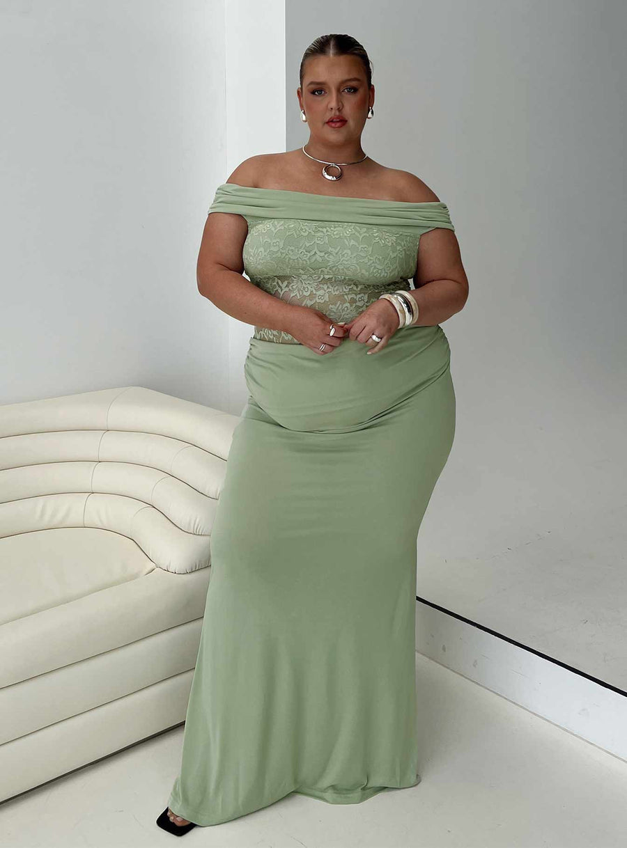 Gwendolen Off The Shoulder Maxi Dress Green Curve · photo 1
