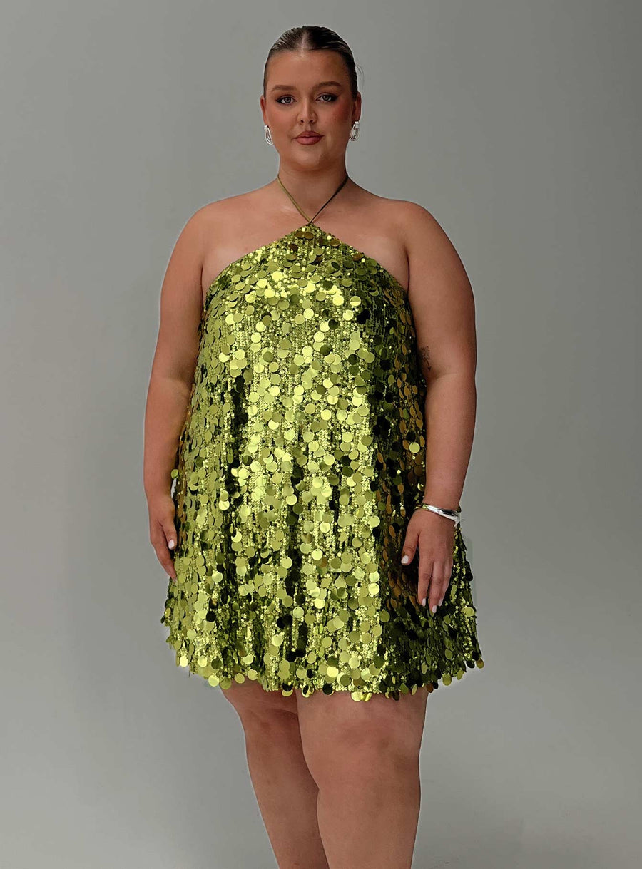 Fluorescents Halter Mini Dress Green Curve · photo 1