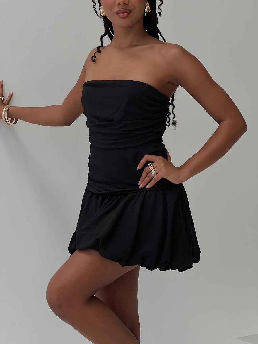 Glamour Girl Strapless Bubble Hem Mini Dress Black · photo 1
