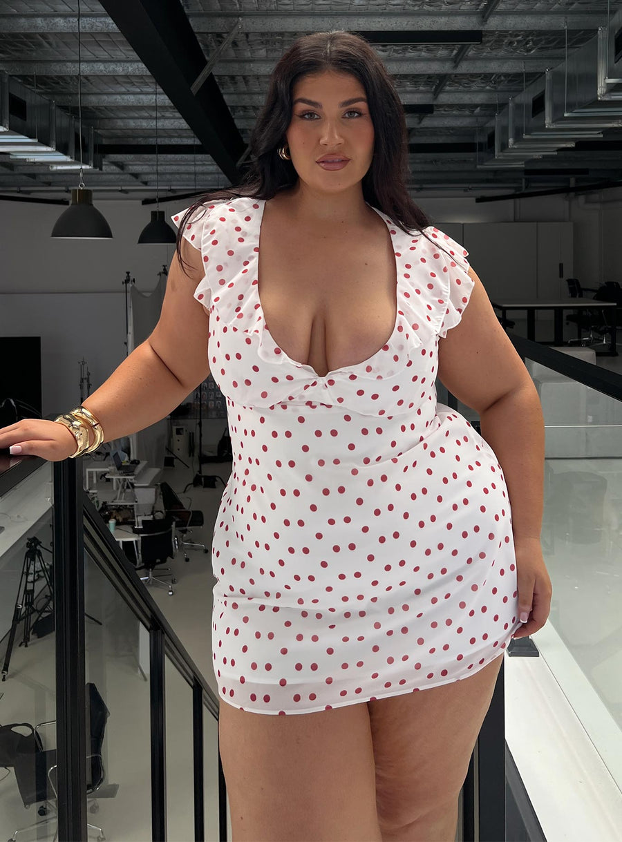 I Guess So Mini Dress White / Burgundy Curve · photo 1