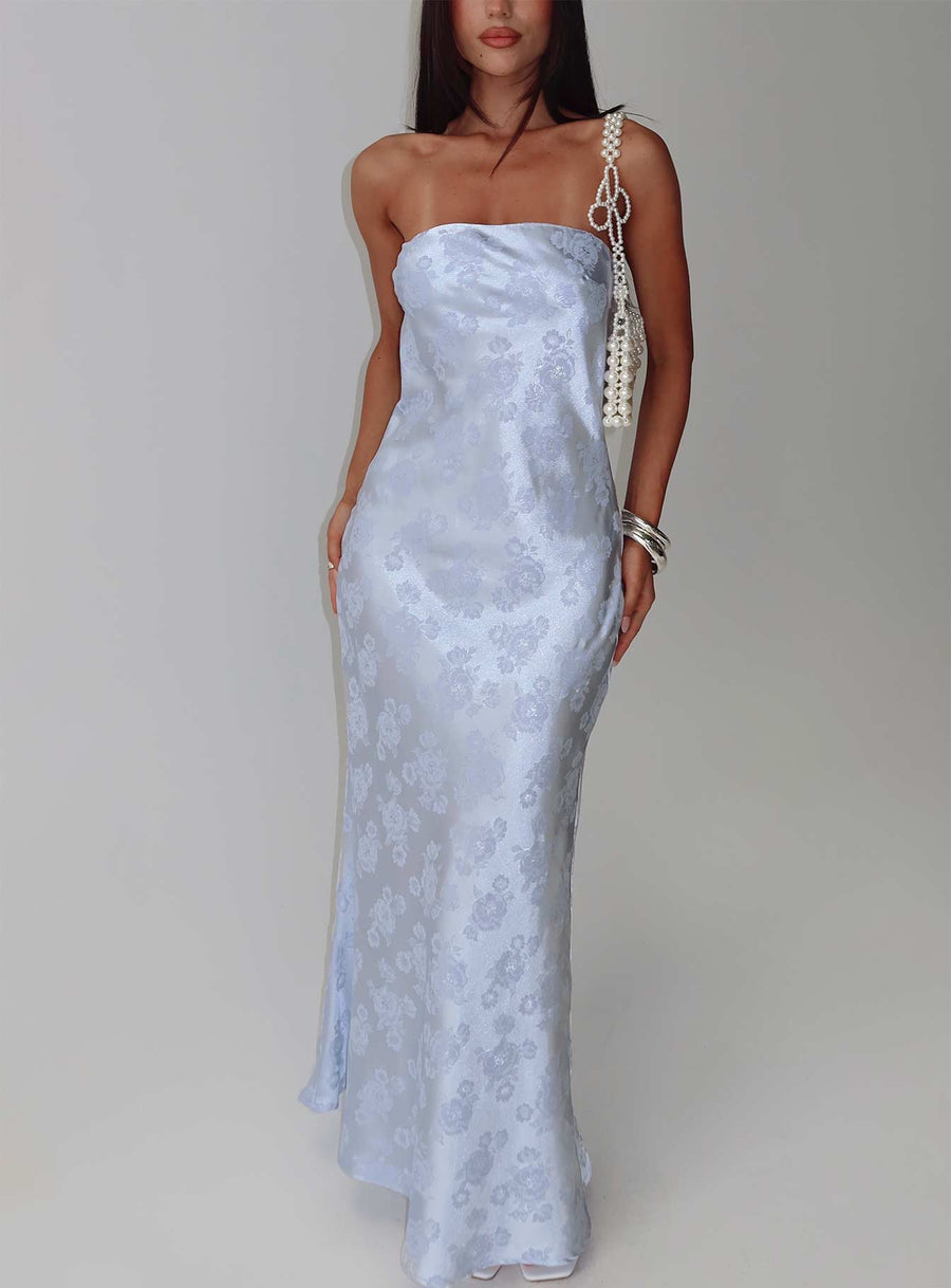 Haley Maxi Dress Blue Jacquard · photo 1