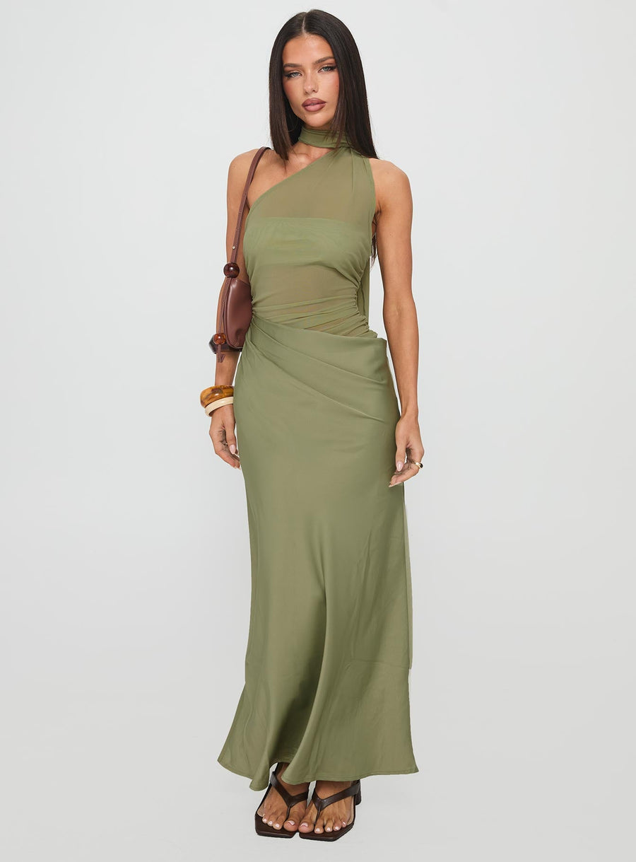Indiara Halter Mesh Maxi Dress Green · photo 2