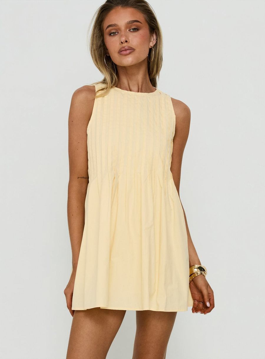 Dreamboat Pleated Mini Dress Yellow · photo 1