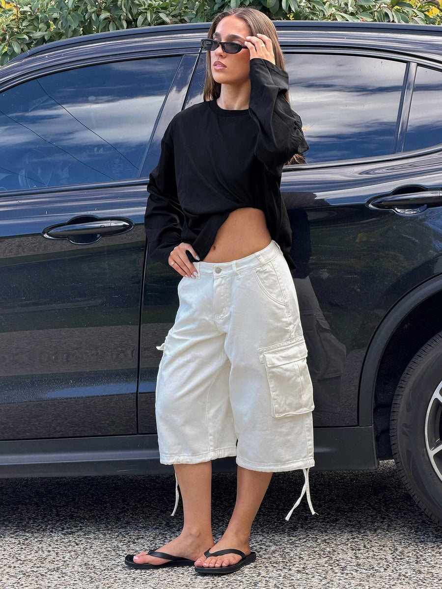 Hudsen Longline Cargo Shorts Cream · photo 1