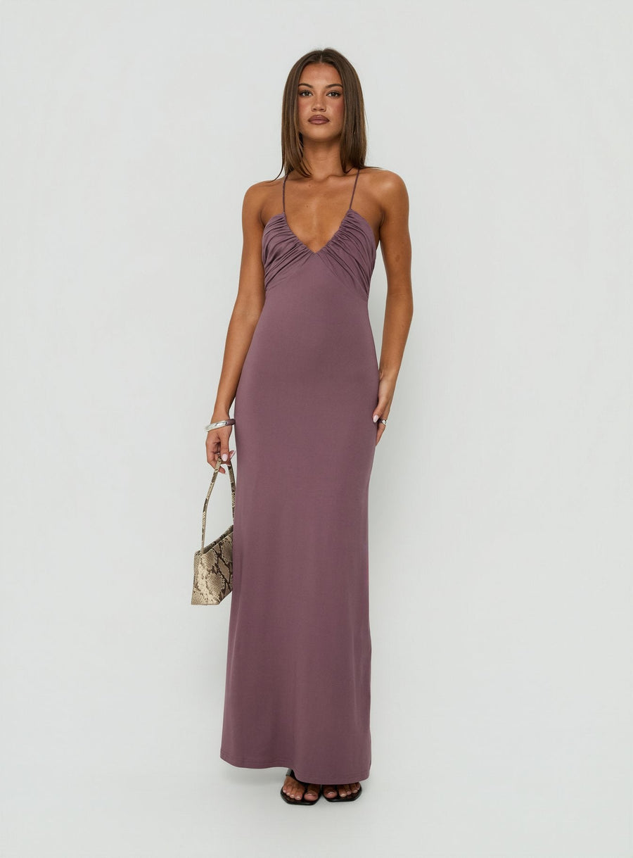 Esolda Ruched Low Back Maxi Dress Dusty Mauve · photo 1