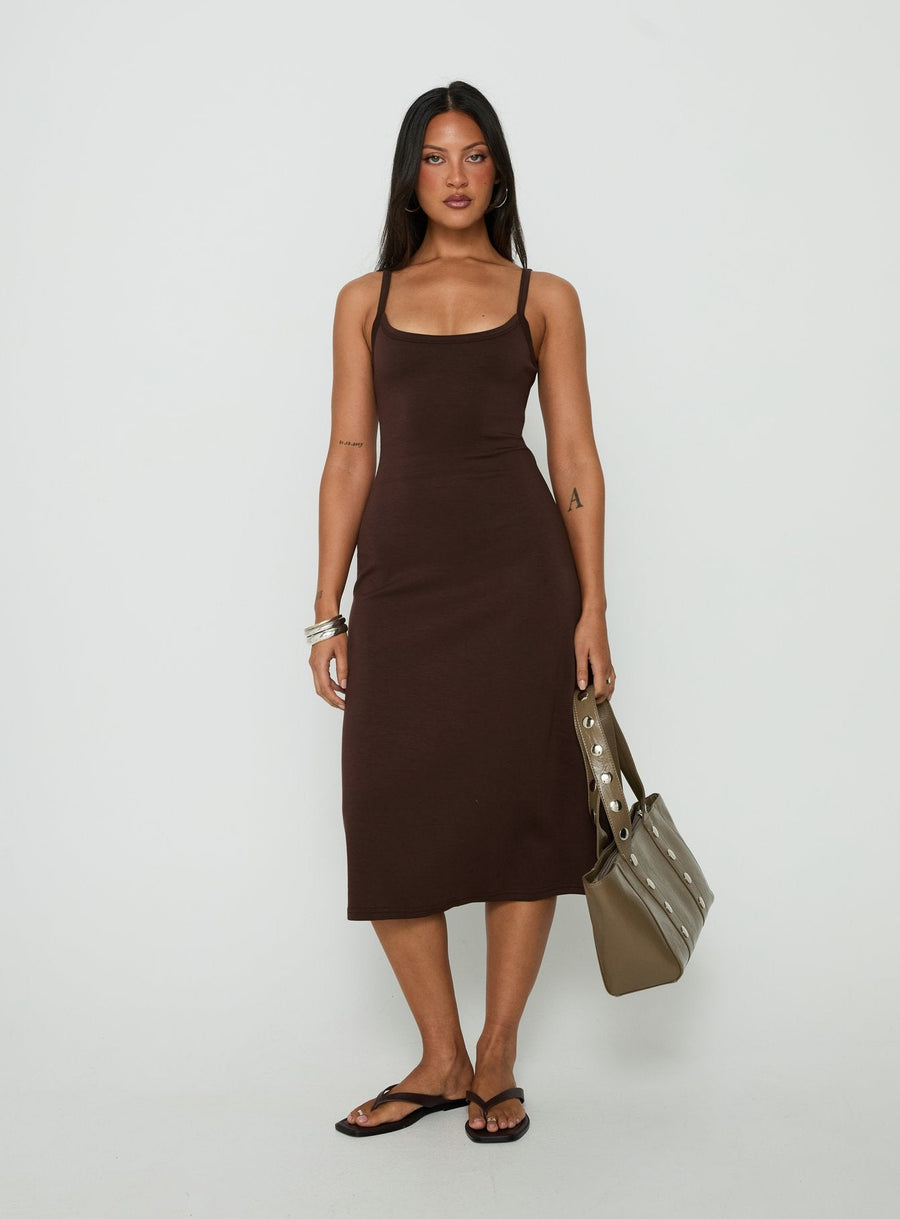 Esmiana Slinky Midi Dress Chocolate · photo 1