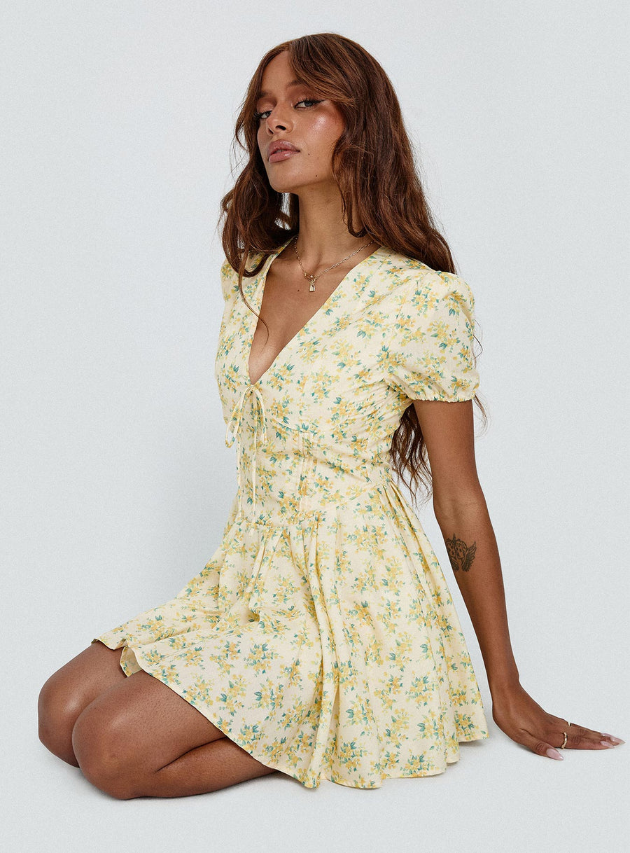 Ethelyn Mini Dress Yellow Floral · photo 1