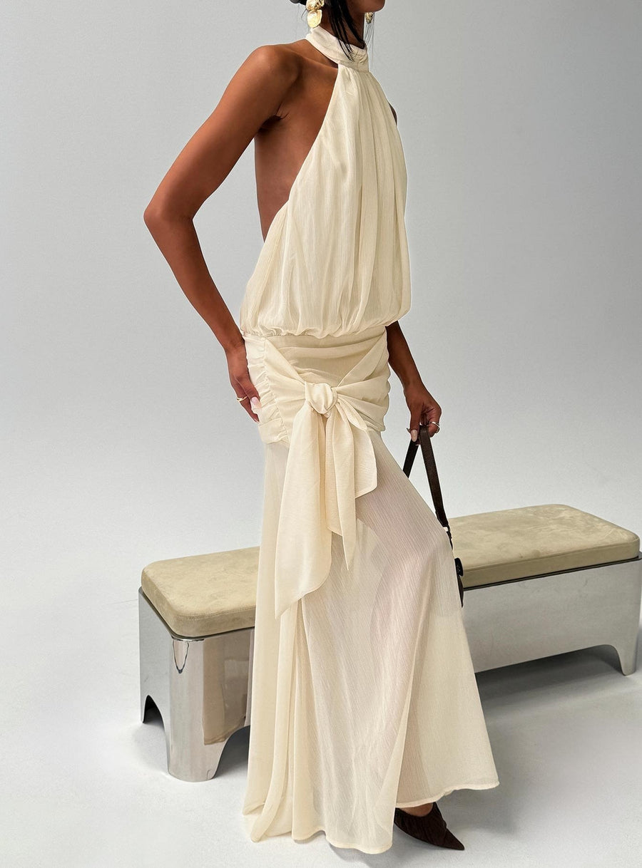 Faythe High Neck Maxi Dress Butter · photo 1