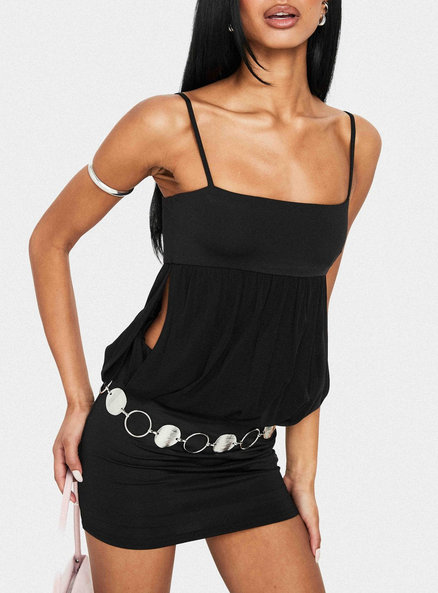 Franciska Sheer Blouson Mini Dress Black · photo 1