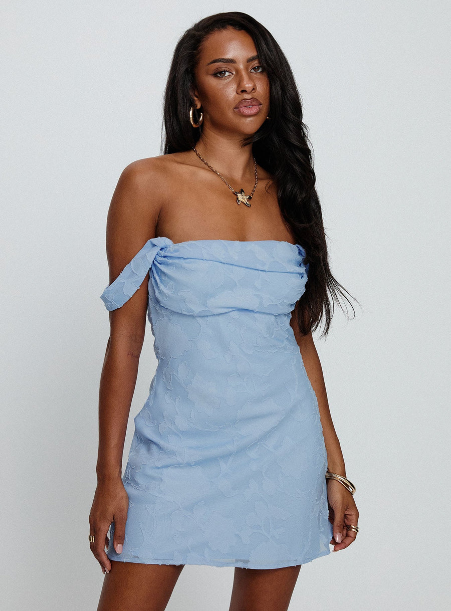 Zabbarra Off The Shoulder Mini Dress Blue · photo 1