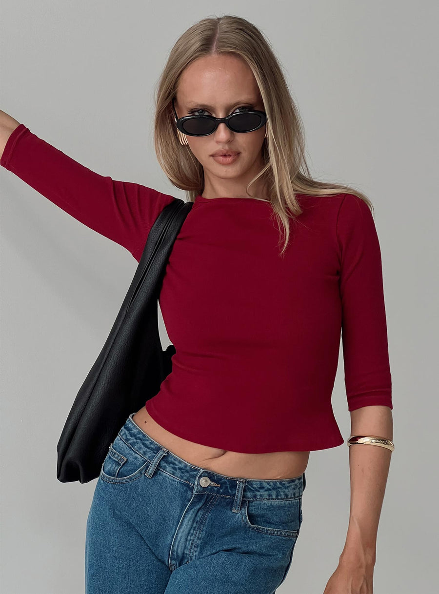 Elaia 3/4 Sleeve Top Red · photo 12
