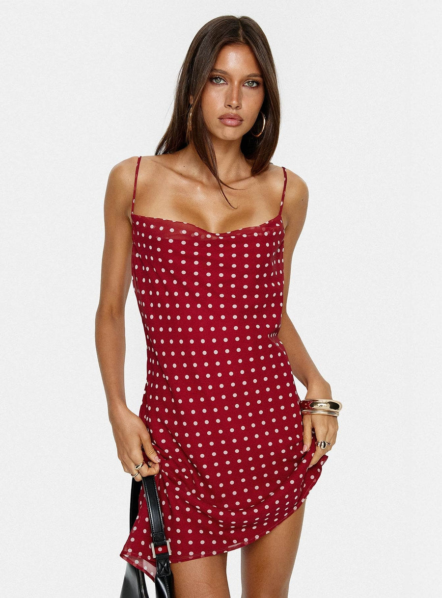 Elisabetta Mini Dress Burgundy Polka Dot · photo 8