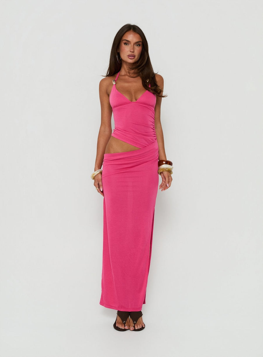 Imeraldia Hardware Halter Maxi Dress Guava · photo 1