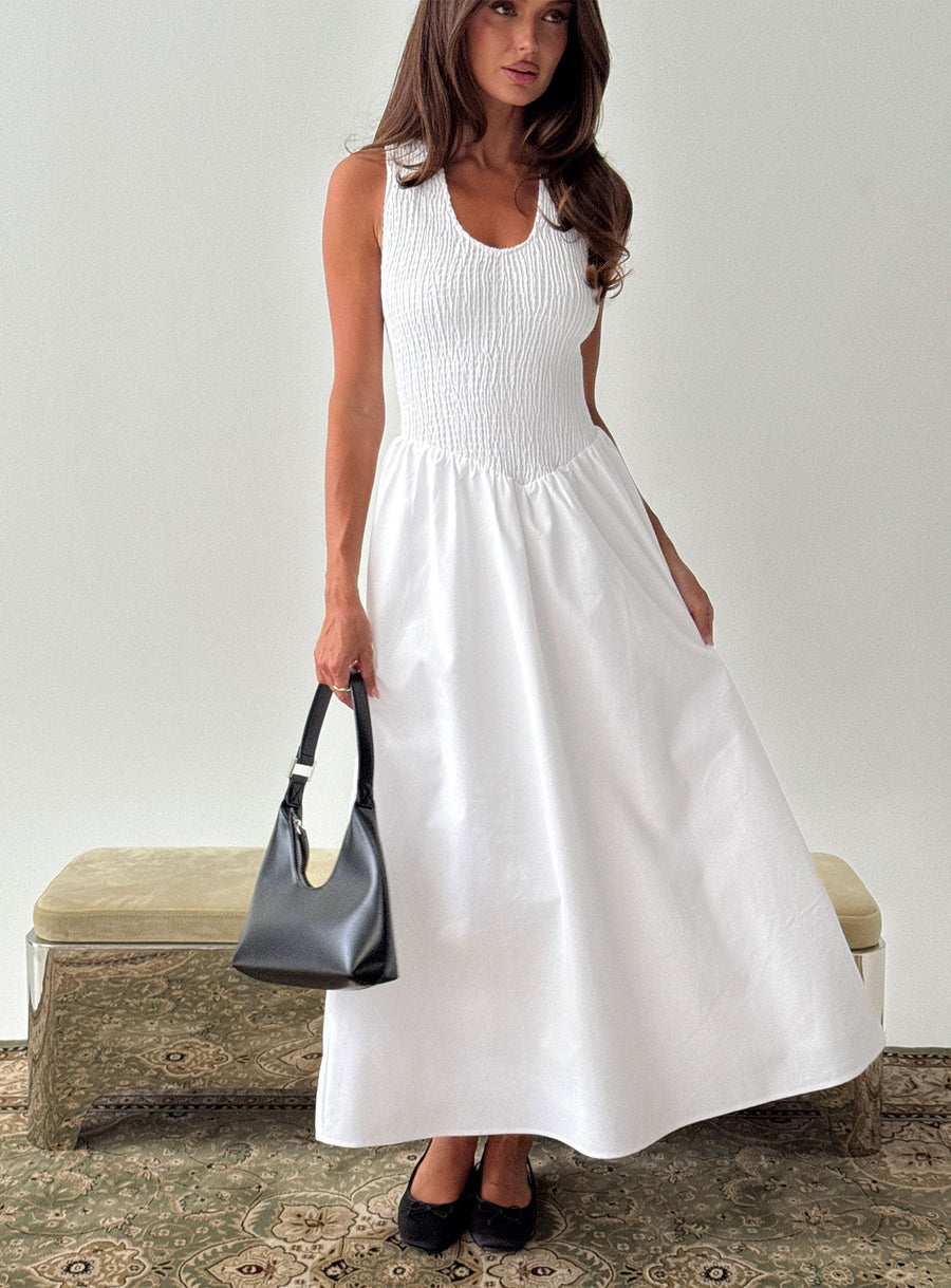 Highgate Drop Waist Pleat Detail Maxi Dress White · photo 1