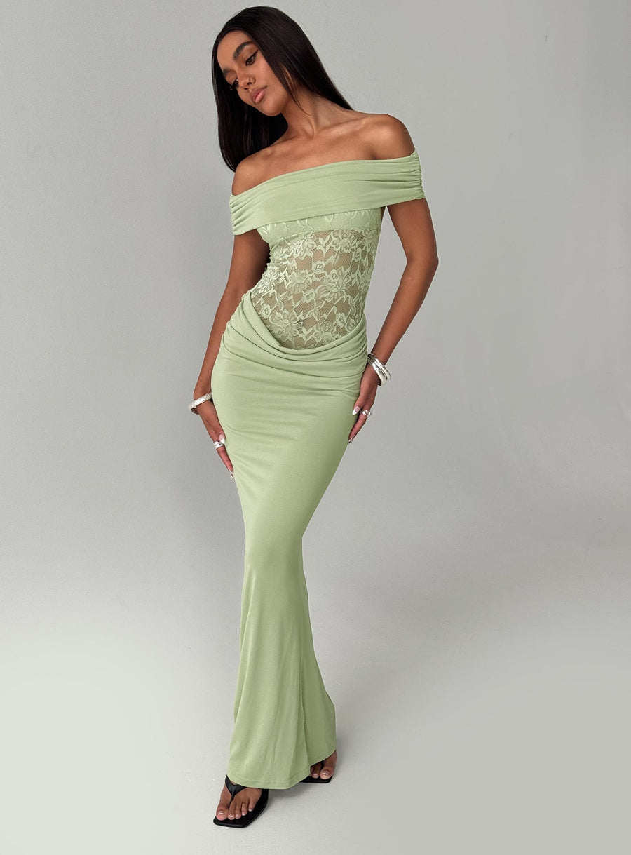 Gwendolen Off The Shoulder Maxi Dress Green · photo 1
