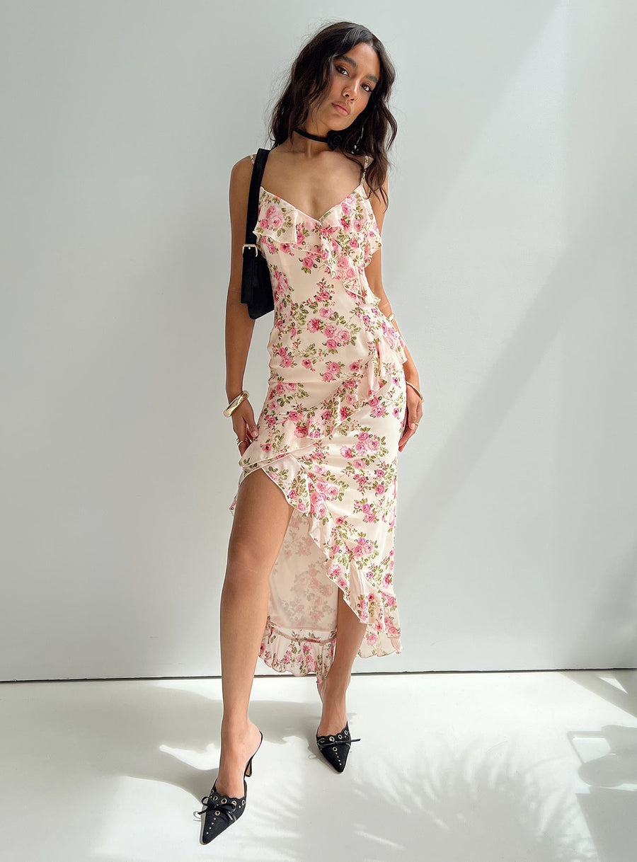 Garys Midi Dress Cream Floral · photo 1