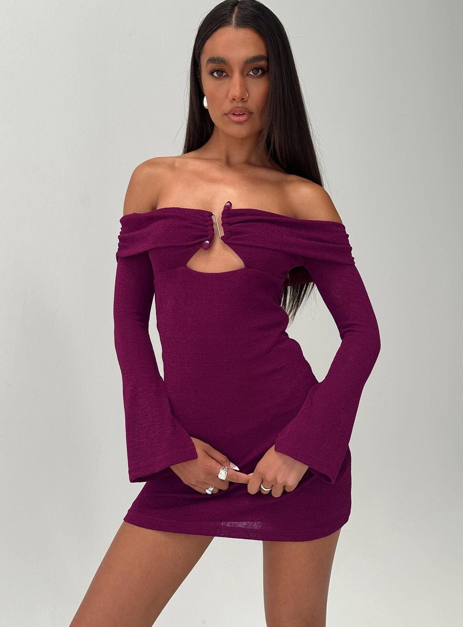 Firenza Long Sleeve Mini Dress Purple · photo 1