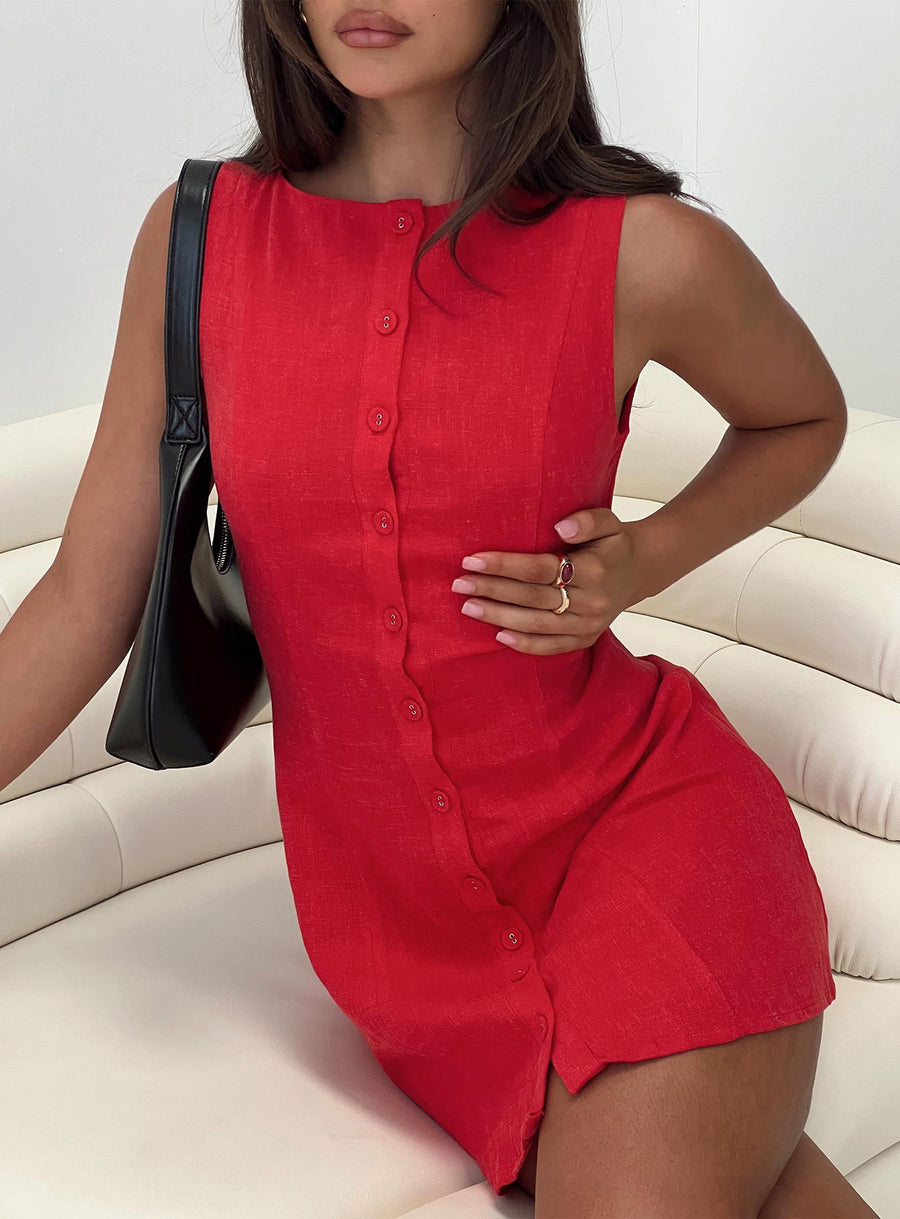 Dollie Linen Mini Dress Red · photo 1