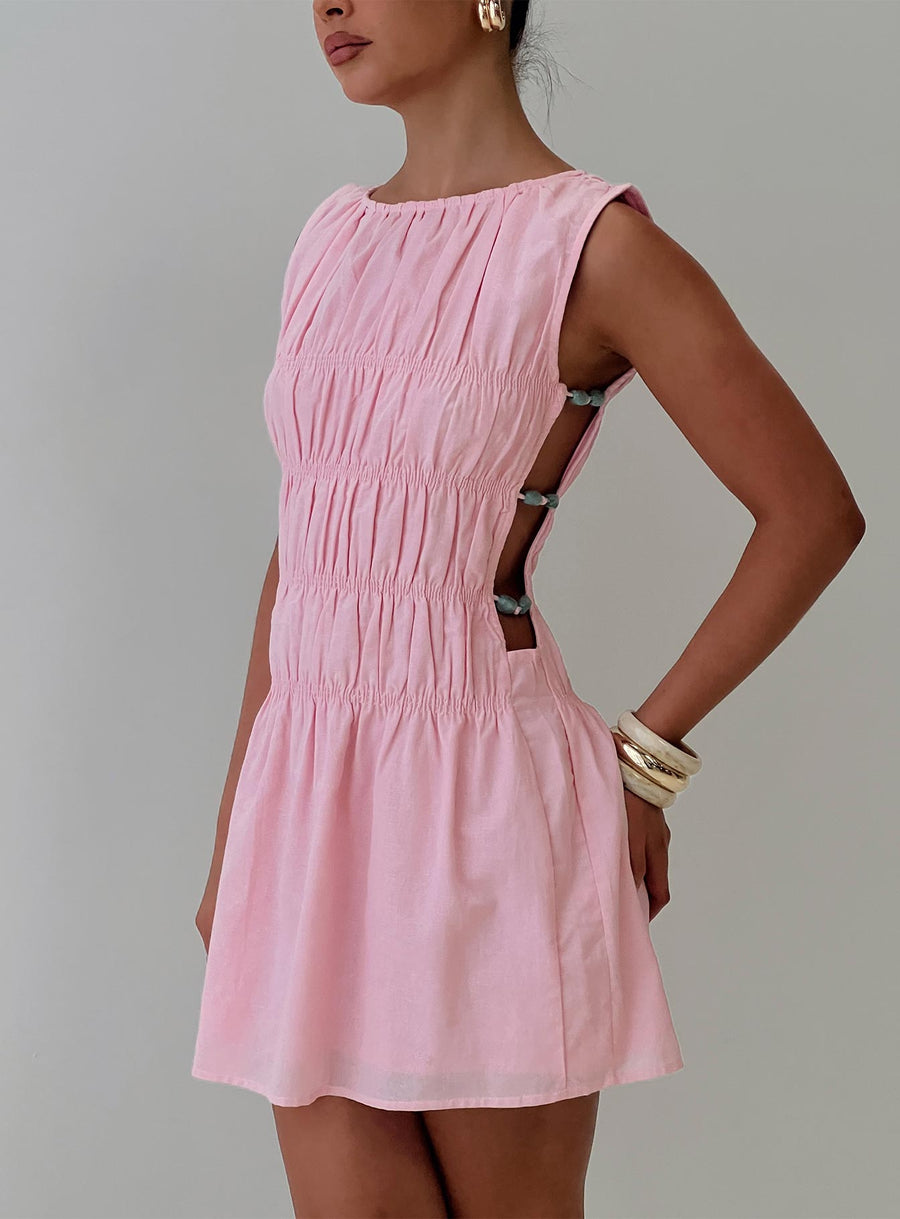 Evony Shirred Mini Dress Pink · photo 1
