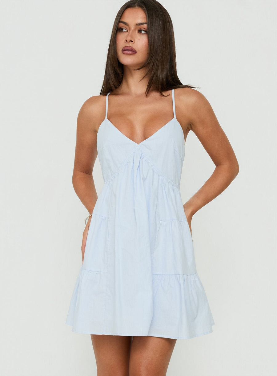 Giordana Vneck Babydoll Mini Dress Blue · photo 1