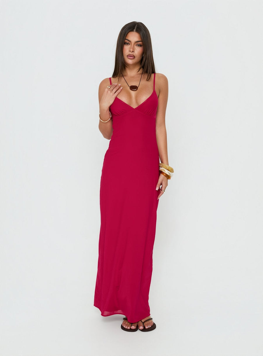 Glass Half Full Mesh Maxi Dress Electric Fuschia · photo 1