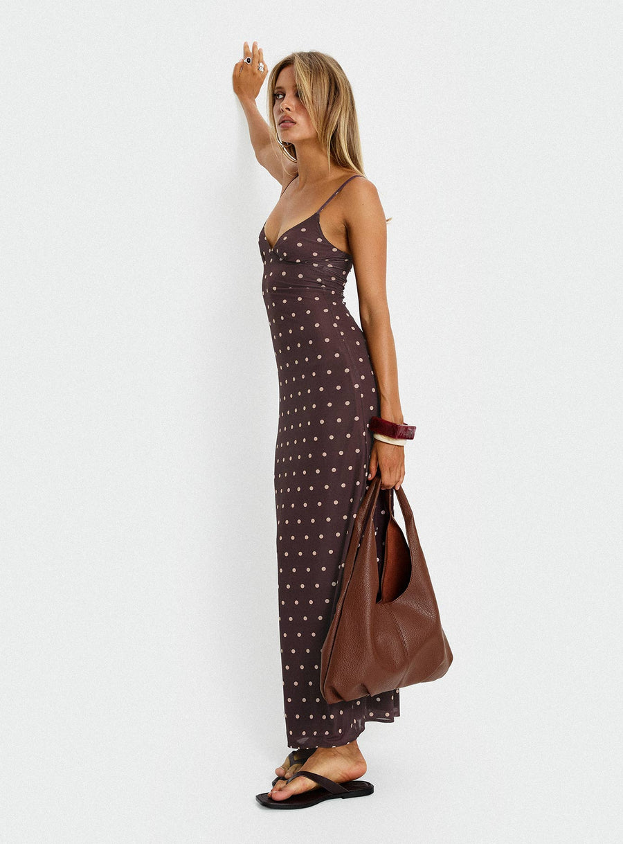 Glass Half Full Mesh Maxi Dress Plum / Pink Polka Dot · photo 1